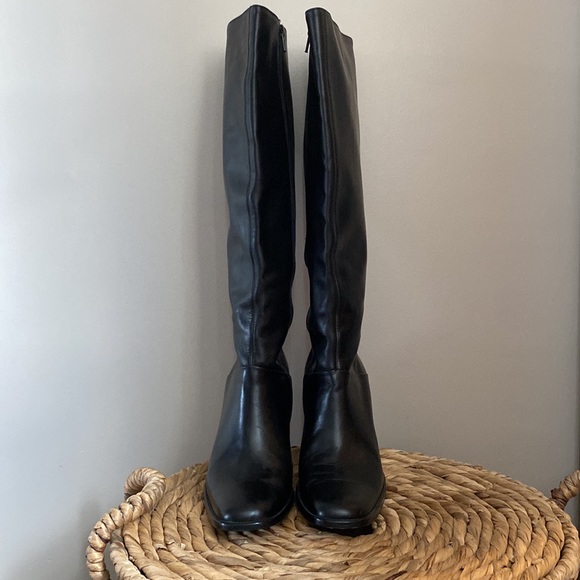 Vintage J Crew Black Leather Knee-High Boots - Picture 3 of 5